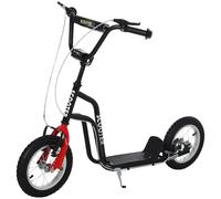 HOMCOM Kids Kick Scooter with Height Adjustable Handlebar, Steel Frame, Smooth Ride Wheels, Outdoor Scooter, Black & Red Aosom UK