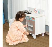 HOMCOM Kids Kitchen Play Cooking Toy Set with Sink Cooking Bench for 3-6 Years in White HOMCOM White