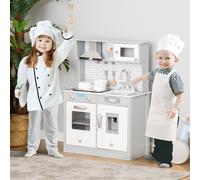 HOMCOM Kids Wooden Toy Kitchen Pretend Play Cooking Playset for 3-6 Years Old