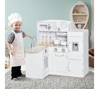 HOMCOM Kids Kitchen Play Kitchen Toy Set for Children w/ Drinking Fountain White