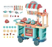 HOMCOM Kids Kitchen Play set Fast Food Trolley Cart Gift Age 3-6 50 Pcs