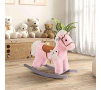 HOMCOM Kids Plush Ride-On Rocking Horse Toy Rocker with Plush Toy Realistic Sounds for Child 18-36 Months Pink