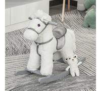 HOMCOM Ride-On Rocking Horse Realistic Sounds for Child 18-36 Months White