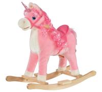 HOMCOM Kids Plush Rocking Horse Ride On Unicorn w/Sound 3-6 Years Pink