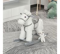 Kids Plush Ride-On Rocking Horse with Plush Toy Sound Handle Grip HOMCOM
