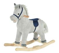 HOMCOM Kids Plush Rocking Horse with Sound Children Rocker 3-6 Years Grey | Ride On Toy, Gift
