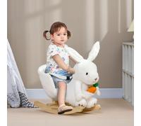 Homcom Kids Rabbit-shaped Rocking Horse With Safety Belt - White, none