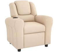 HOMCOM Kids Recliner Chair PU Leather with Adjustable Backrest - Beige, none