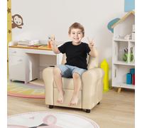 HOMCOM Kids Recliner Chair with Adjustable Backrest & Footrest in Beige | Size: 700mm HOMCOM Beige 700mm
