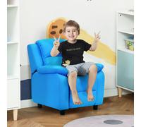 HOMCOM Kids Recliner Chair with Adjustable Backrest Footrest PU Leather Padded in Blue HOMCOM Blue