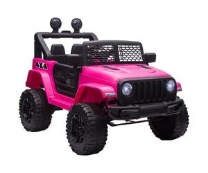 HOMCOM Kids Ride On Car with Parental Remote Control 12V Ages 3-6 Pink | Electric Cars for Kids, 2 Motors, 4-Wheel Suspension, LED Lights, Horn, 3-5km/h, Battery Powered Ride On Toy