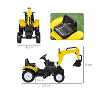 Kids Toddler Ride-on Toy Pedal Digger Pretend Play Construction Car HOMCOM Yellow One Size