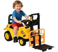 HOMCOM Kids Ride on Forklift Truck w/Fork and Tray, Ride On Tractor w/Under Seat Storage, Treaded Wheels, No Power Design, for 3-4 Years Old