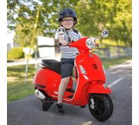 HOMCOM 6V Kids Electric Motorcycle Licensed Vespa Ride On Motorbike w/ MP3 Music LED Toy for 3-6 Years Old Red