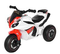HOMCOM Kids Ride-On Police Bike 3-Wheel Vehicle Toddler 18-36 Months White | Music Lights, Seat Handlebars, NO POWER, Child Learning Fun Development