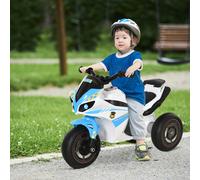 HOMCOM Kids Ride-On Police Bike 3-Wheel Vehicle w/Music Lights Safe Seat Handlebars Toddler NO POWER Child Learning Fun Development 18-36 Months Blue