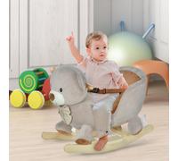 Plush Kids Rocking Bear with Sound Button, Grey
