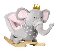 HOMCOM Baby Rocking Horse Elephant Rocking Chair Rocker Toy, for 18-36 Months - Grey - 60 x 33 x 45 cm - Kids Rocking Horse