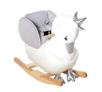 HOMCOM Kids Rocking Horse, Children Plush Ride On Swan Animal Rocker w/Sound, Wood Base Seat, Safety Belt, Baby Toy Rocker for Toddler 18-36 Months, White and Grey