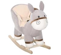 HOMCOM Kids Rocking Horse Donkey w/Sound Seat Belt 18-36 Months Grey