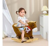 HOMCOM Kids Rocking Horse, Plush Baby Rocking Chair With Safety Harness, Brown