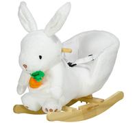 HOMCOM Kids Rabbit-Shaped Rocking Horse W/ Realistic Sounds - Safety Belt - White | TJ Hughes