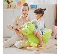 HOMCOM Kids Rocking Horse, Plush Ride-On Dinosaur Seat w/ Safety Belt, 32 Songs, Ride-On Horses Toy, for Ages 18+ Months - Green Green