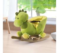 HOMCOM Kids Rocking Horse, Plush Ride-On Dinosaur Seat w/Safety Belt, 32 Songs, Ride-On Horses Toy, for Ages 18+ Months - Green