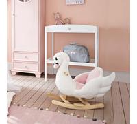 Jouet Kids Plush Ride On Swan Rocking Horse with music - White/Pink, White