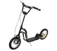 371-017BK HOMCOM Kids Scooter, Teen Push Scooter with Big Wheels, 85-95cm Adjustable Handlebar Height, Dual Brakes, for Ages 5+ Years, Black