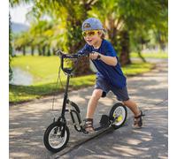 HOMCOM Kids Scooter, Teen Push Scooter with 305mm Big Rubber Wheels, 85-95cm Adjustable Handlebar Height, Dual Brakes, Scooter for Kids 5+ Years Old - Black
