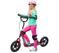 HOMCOM Kids Scooter, Toddler Kick Scooter with Adjustable Handlebar, 12" EVA Tyres, Rear Brake, for Age 5-12 Years, Red