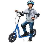 HOMCOM Kids Scooter, Toddler Kick Scooter with Adjustable Handlebar, 12" EVA Tyres, Rear Brake, for Age 5-12 Years, Blue