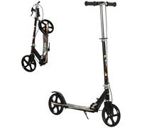 HOMCOM Kids Scooter with Adjustable Height Brake for Ages 7-14 Years Black