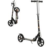 HOMCOM Kids Scooter with Adjustable Height Brake for Ages 7-14 Years Black | Foldable Stunt Scooter