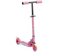 HOMCOM Kids Scooter with Lights, Music, Adjustable Height, Ages 3-7, Pink