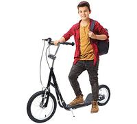 HOMCOM Kids Scooter with Rubber Wheels for 5+ Years 16" Front Wheel Black