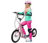HOMCOM Kids Scooter with Rubber Wheels for 5+ Years 16" Front Wheel Pink