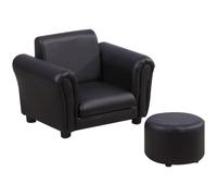 HOMCOM Kids Sofa Chair Set Armchair Seating Seat Bedroom Playroom Stool Black