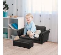 HOMCOM Kids Sofa Set 2 Seater Armchair with Footrest for 18-36 Months, Black