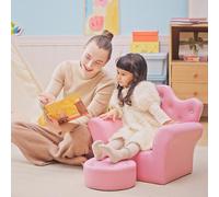 HOMCOM Children Kids Sofa Set Armchair Chair Seat with Free Footstool PU Leather