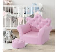 HOMCOM Children Kids Sofa Set Armchair Chair Seat with Free Footstool PU Leather