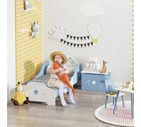 HOMCOM Kids Star Balloon Single Bed Frame w/ Guardrails Slats Bedroom Furniture