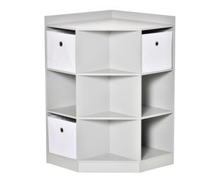 HOMCOM Kids Storage Cabinet Corner Toy Storage Organizer Bookcase for Children's Play Room/Bedroom w/ Anti-tipping Hardware Drawers, Grey Aosom UK