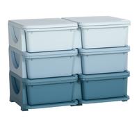HOMCOM Kids Storage Units with 6 Drawers 3 Tier Chest Vertical Dresser Tower Toy Organiser for Nursery Playroom Kindergarten Blue