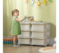 HOMCOM Kids Storage Unit - with Six Drawers - Cream | TJ Hughes