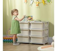 Cream Vertical Toy Box and 6 Drawer Dresser for Kids Storage, Cream