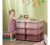 HOMCOM Kids Storage Unit/Toy Box w/ Six Drawers - Pink, Pink