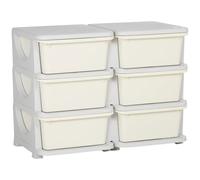 HOMCOM Kids Storage Unit Toy Box Vertical Dresser with Six Drawers - Cream, Cream