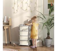 HOMCOM Kids Storage Units with Drawers 3 Tier Chest Dresser Tower Blue - 37 x 37 x 76 cm - Cream - Polypropylene